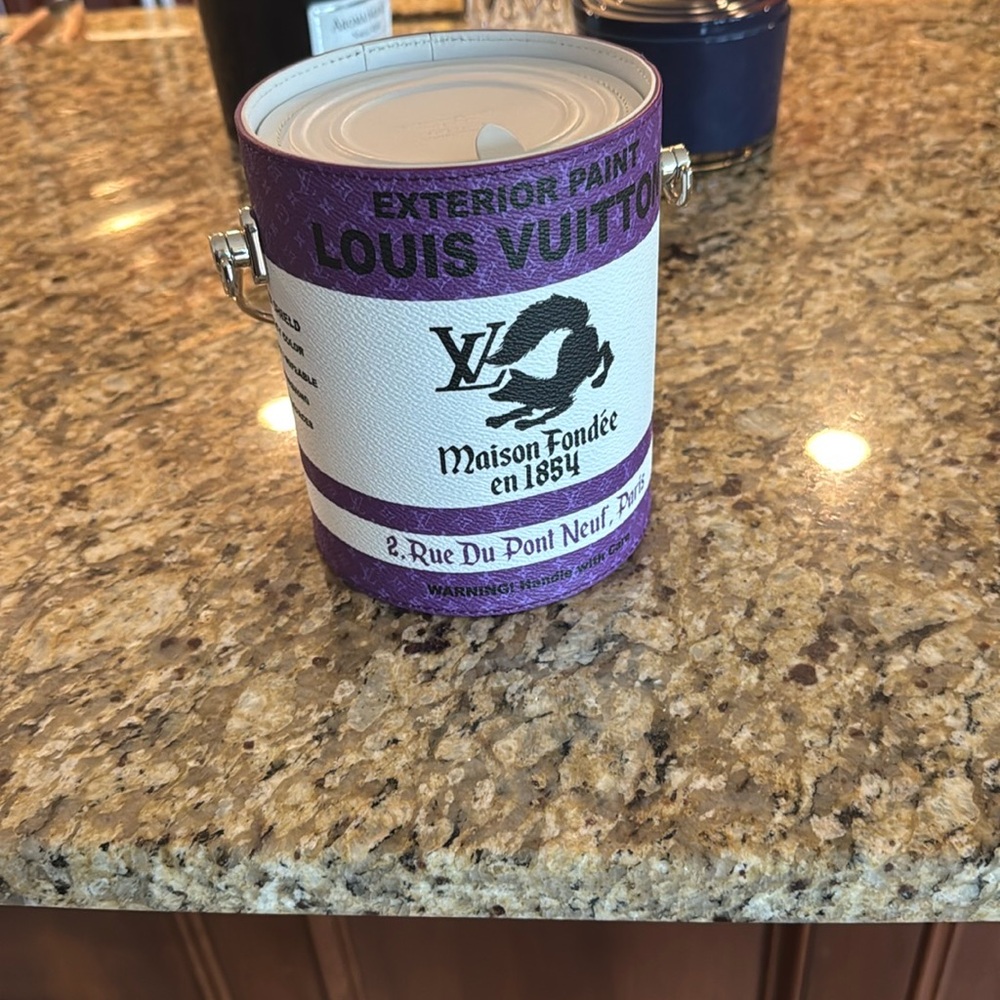 Louis Vuitton Purple and White Paint Can Bag